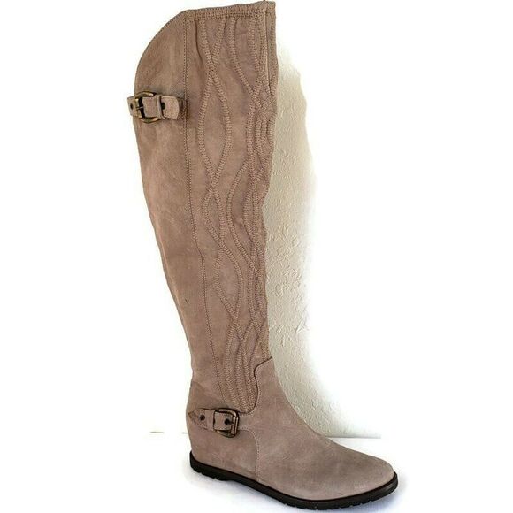 Napoleoni  Leather Hidden Wedge Tall Riding Boots - Picture 1 of 8